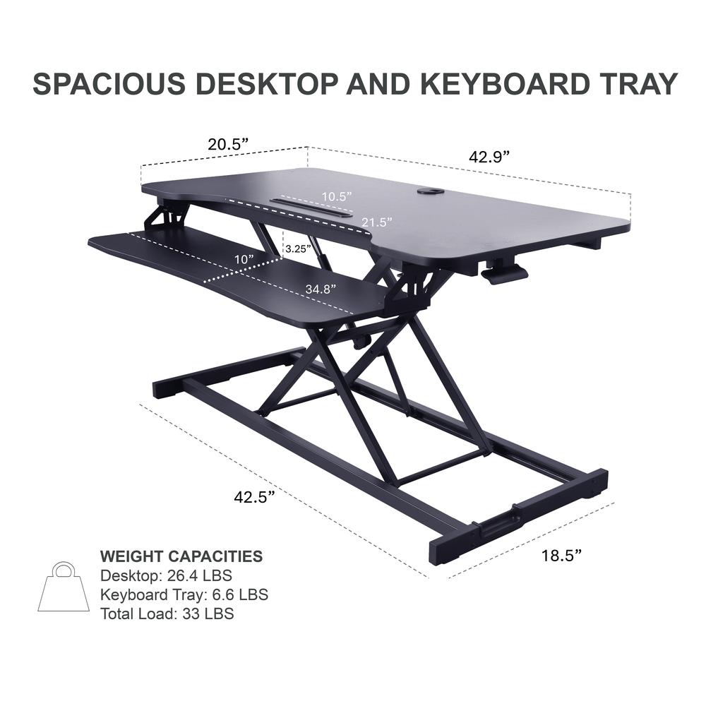 Rocelco 43" Height Adjustable Standing Desk Converter