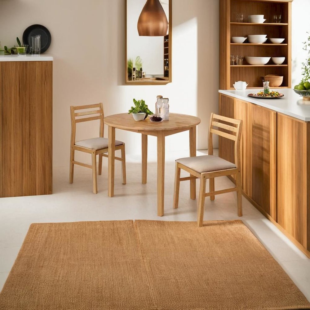 Elegant 3-Piece Dining Set Featuring Drop Leaf Design in Natural and Tan