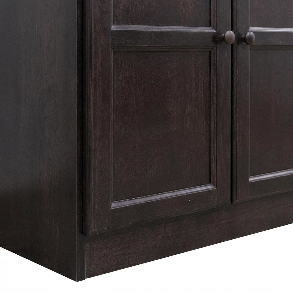 Espresso 5-Shelf Storage Cabinet, 30x72 Inch, Solid Wood, Self-Closing
