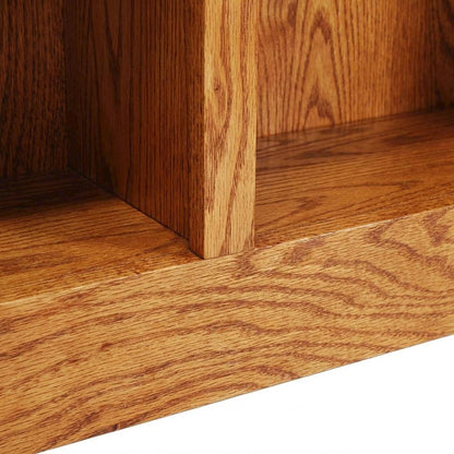 Double Wide Bookcase with 8 Shelves in Dry Oak Finish for Spacious Storage