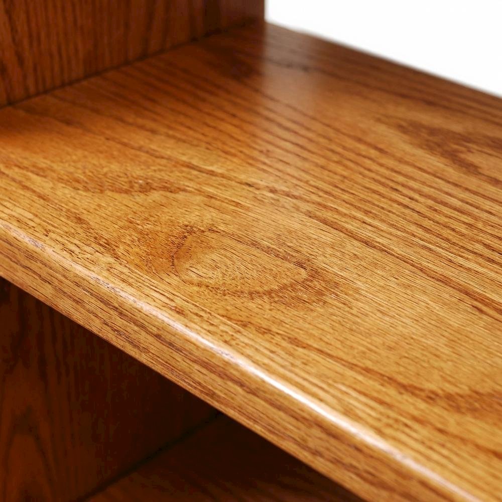 Double Wide Bookcase with 8 Shelves in Dry Oak Finish for Spacious Storage