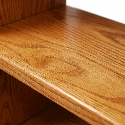 Double Wide Bookcase with 8 Shelves in Dry Oak Finish for Spacious Storage