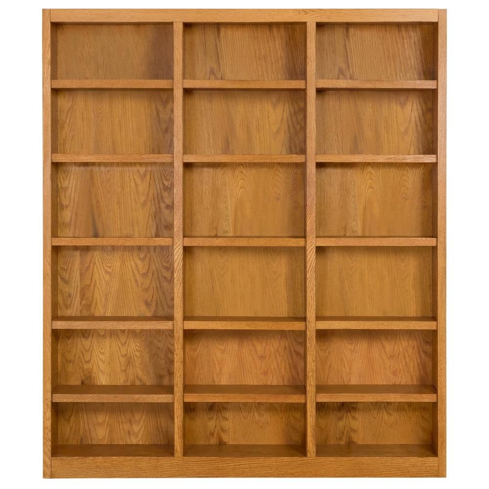 Dry Oak Finish Wall Storage Unit with Adjustable Shelves and High Capacity