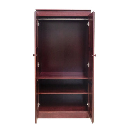 Armoire Wardrobe Closet with Doors, 2 Shelves,  Cherry Finish