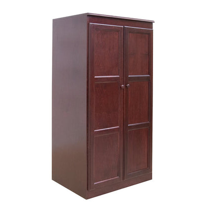 Armoire Wardrobe Closet with Doors, 2 Shelves,  Cherry Finish