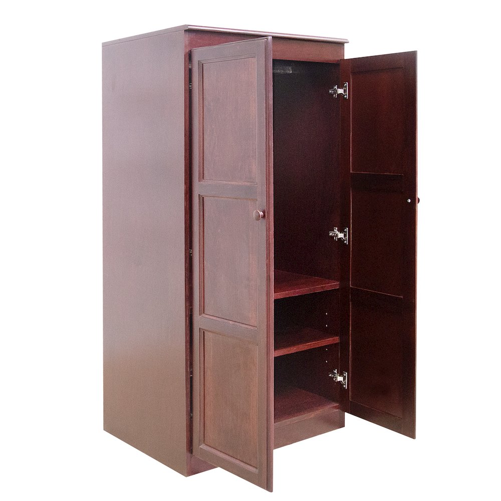 Armoire Wardrobe Closet with Doors, 2 Shelves,  Cherry Finish