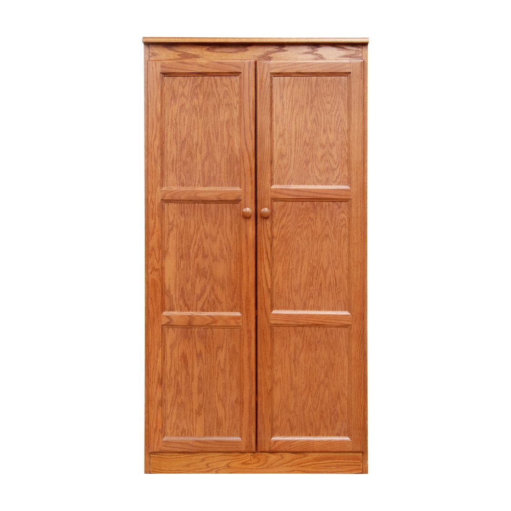 Armoire Wardrobe Closet with Doors, 2 Shelves, Oak Finish