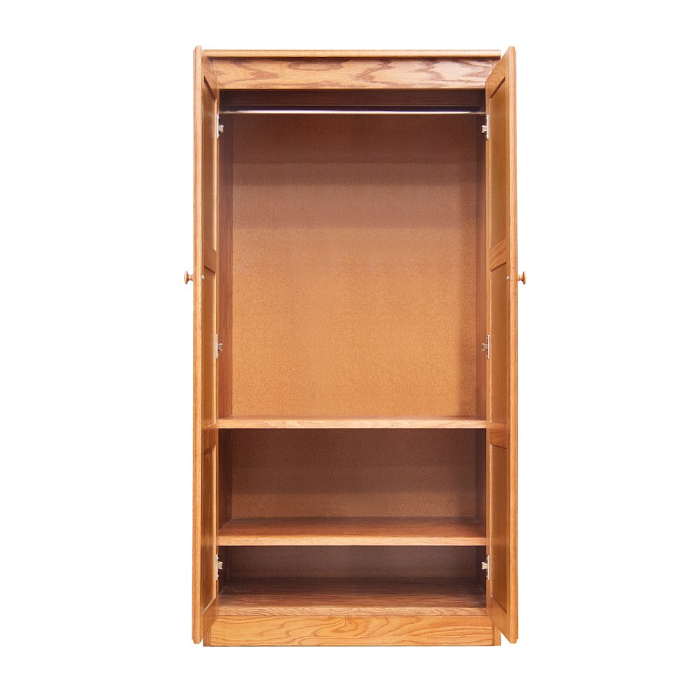 Armoire Wardrobe Closet with Doors, 2 Shelves, Oak Finish