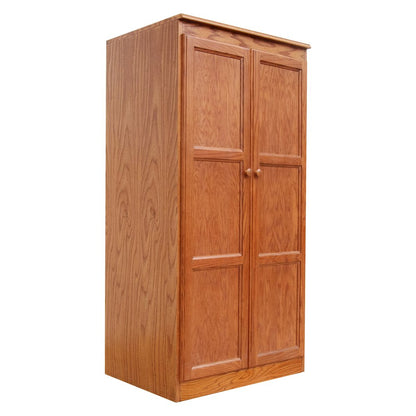 Armoire Wardrobe Closet with Doors, 2 Shelves, Oak Finish