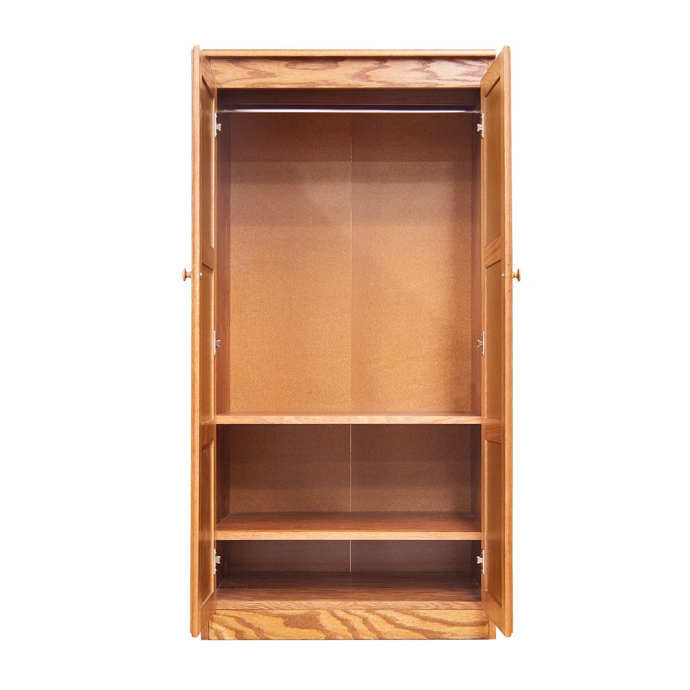 Armoire Wardrobe Closet with Doors, 2 Shelves, Oak Finish