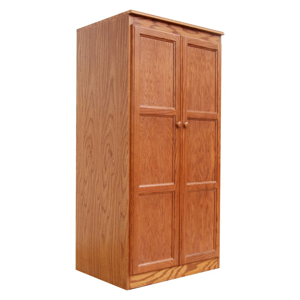 Armoire Wardrobe Closet with Doors, 2 Shelves, Oak Finish