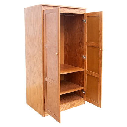 Armoire Wardrobe Closet with Doors, 2 Shelves, Oak Finish