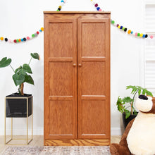 Armoire Wardrobe Closet with Doors, 2 Shelves, Oak Finish