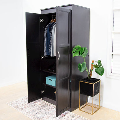 Armoire Wardrobe Closet with Doors, 2 Shelves, Espresso Finish