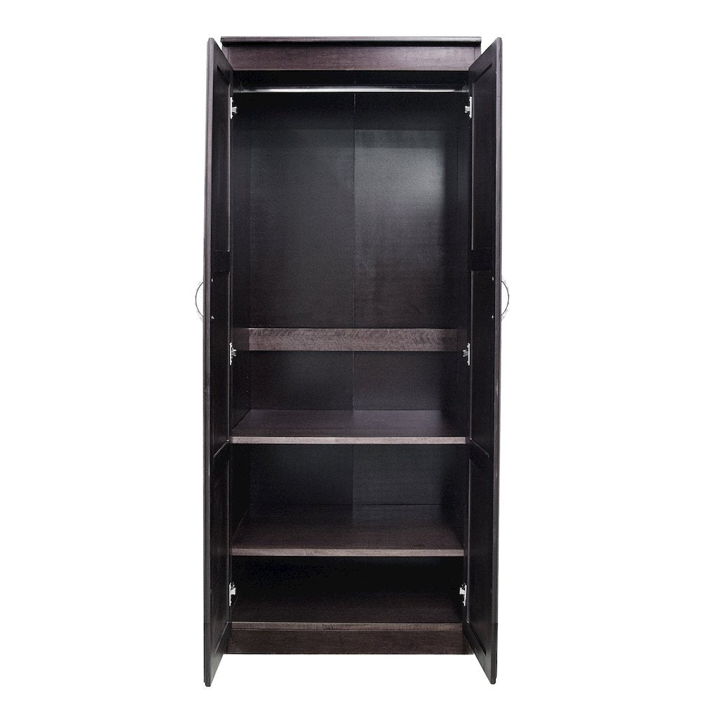 Armoire Wardrobe Closet with Doors, 2 Shelves, Espresso Finish