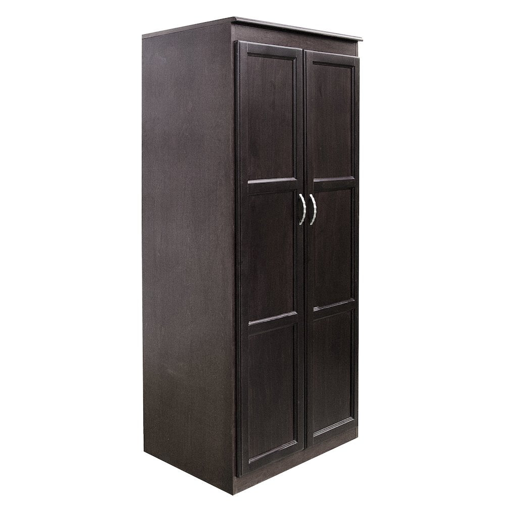 Armoire Wardrobe Closet with Doors, 2 Shelves, Espresso Finish