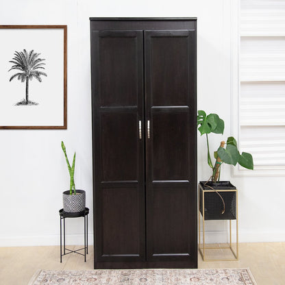 Armoire Wardrobe Closet with Doors, 2 Shelves, Espresso Finish