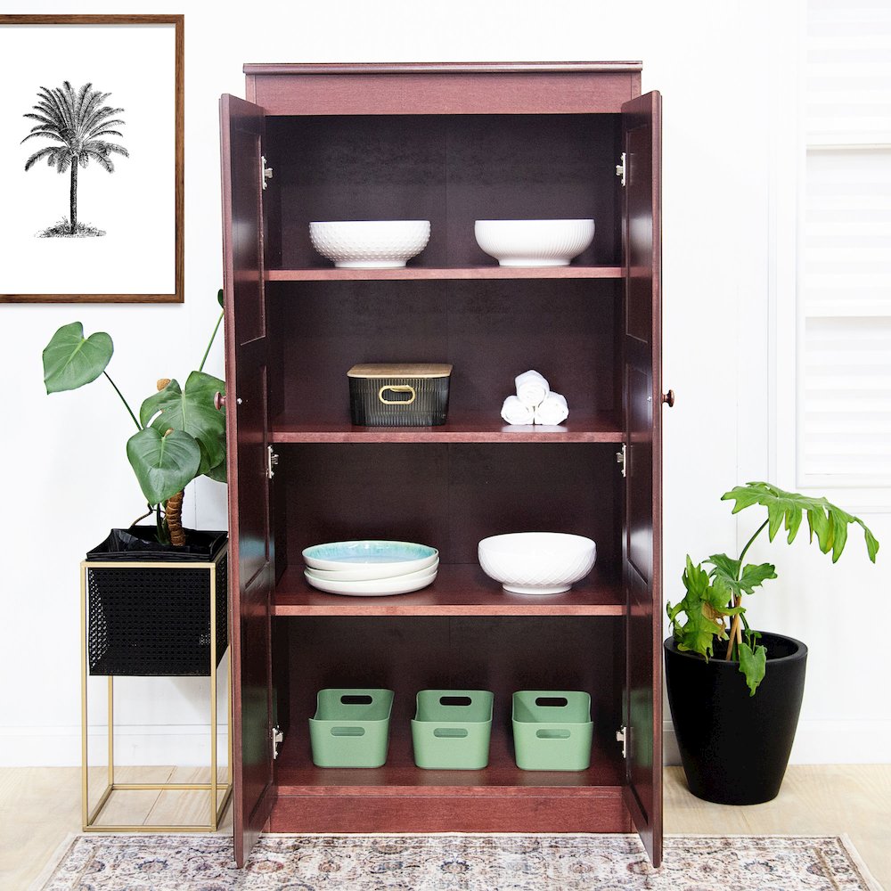 Concepts in Wood Multi-use Storage Cabinet, 4 Shelves, Cherry Finish