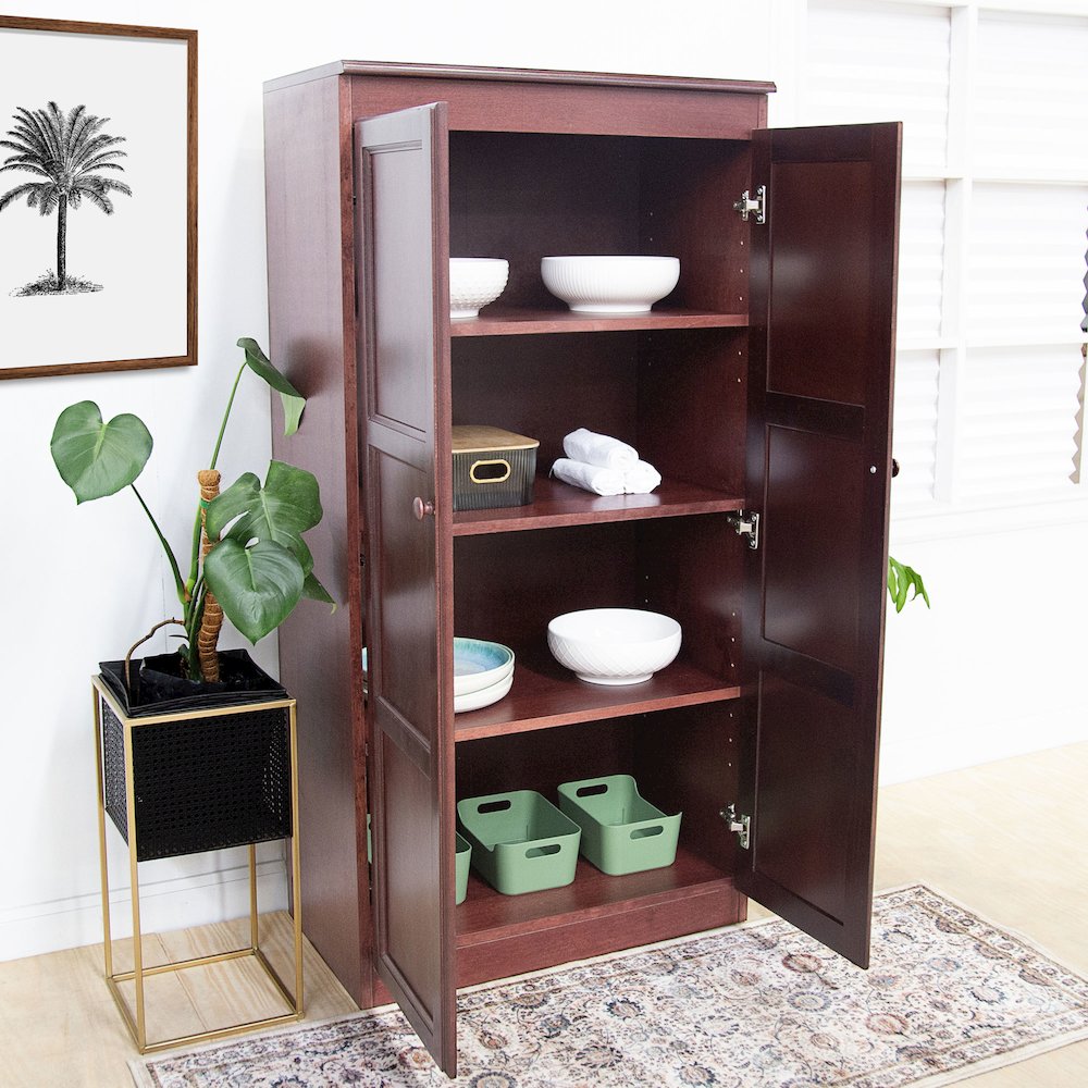 Concepts in Wood Multi-use Storage Cabinet, 4 Shelves, Cherry Finish