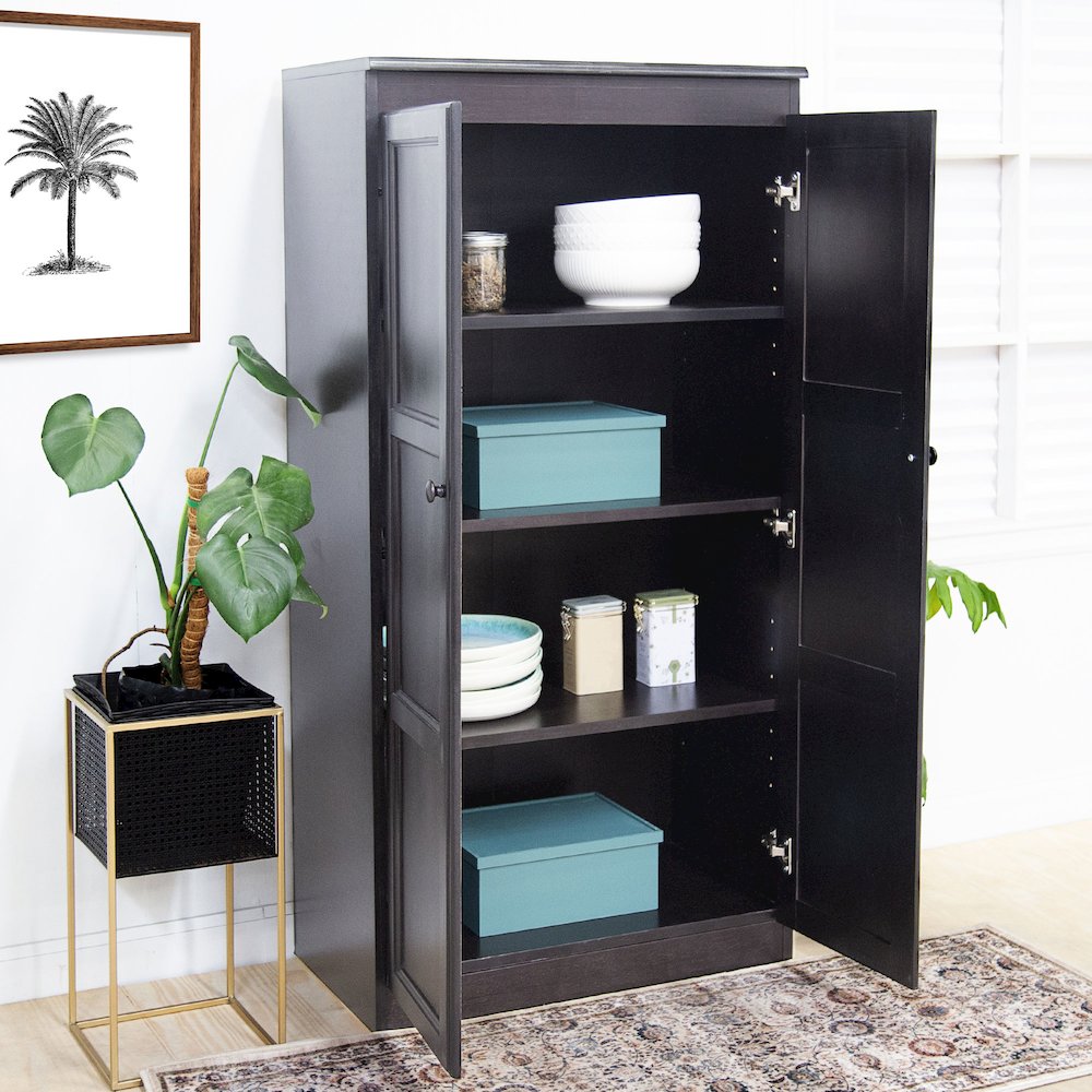 Concepts in Wood Multi-use Storage Cabinet, 4 Shelves, Espresso Finish