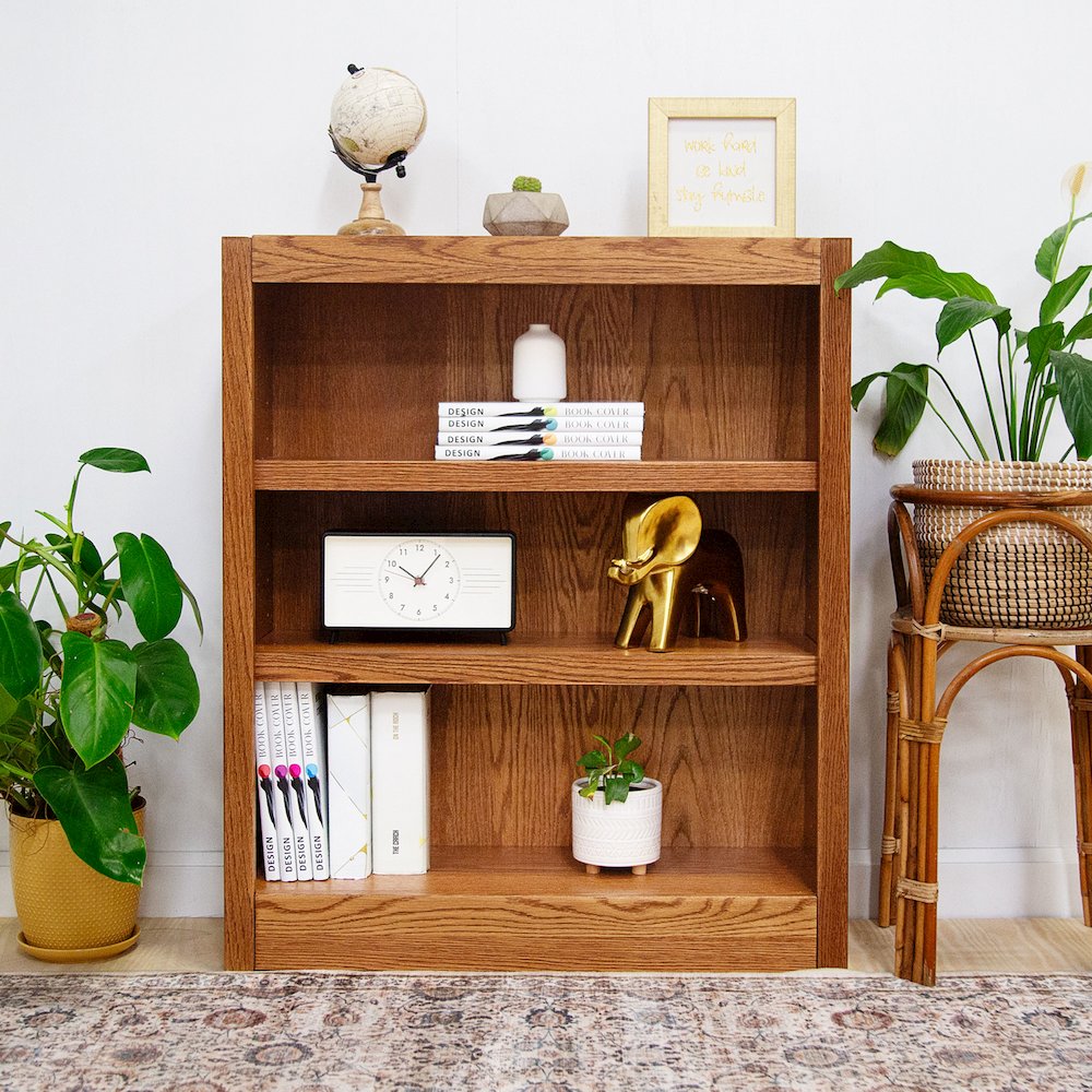 Concepts in Wood Single Wide Bookcase, 3 Shelves, Dry Oak Finish