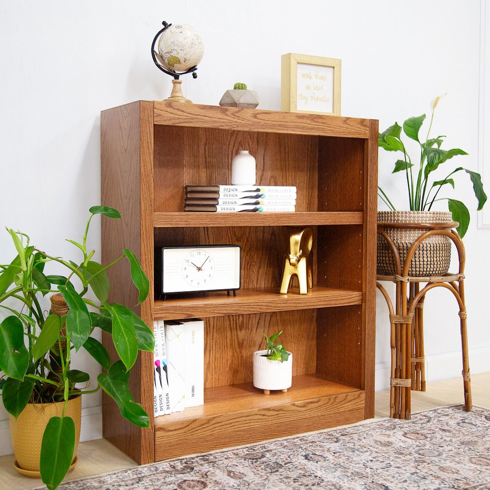 Concepts in Wood Single Wide Bookcase, 3 Shelves, Dry Oak Finish