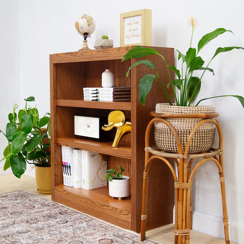 Concepts in Wood Single Wide Bookcase, 3 Shelves, Dry Oak Finish