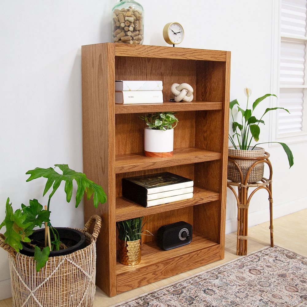 Concepts in Wood Single Wide Bookcase, 4 Shelves, Dry Oak Finish