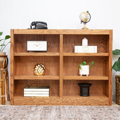 Concepts in Wood Double Wide Bookcase, 6 Shelves, Dry Oak Finish