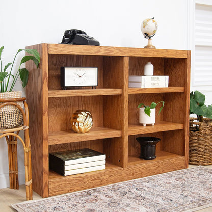 Concepts in Wood Double Wide Bookcase, 6 Shelves, Dry Oak Finish