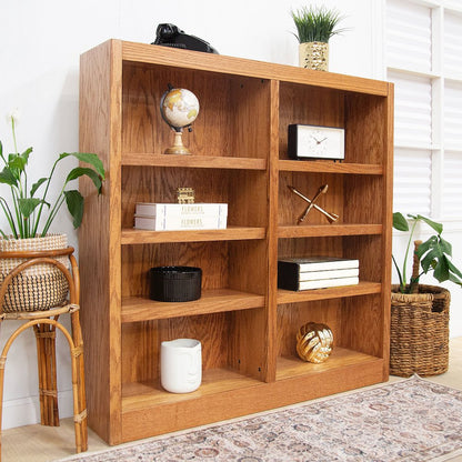 Concepts in Wood Double Wide Bookcase, 8 Shelves, Dry Oak Finish