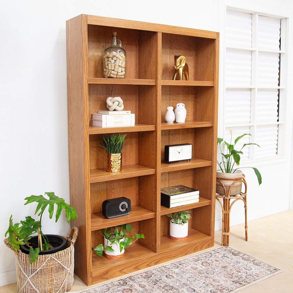 Concepts in Wood Double Wide Bookcase, 10 Shelves, Dry Oak Finish