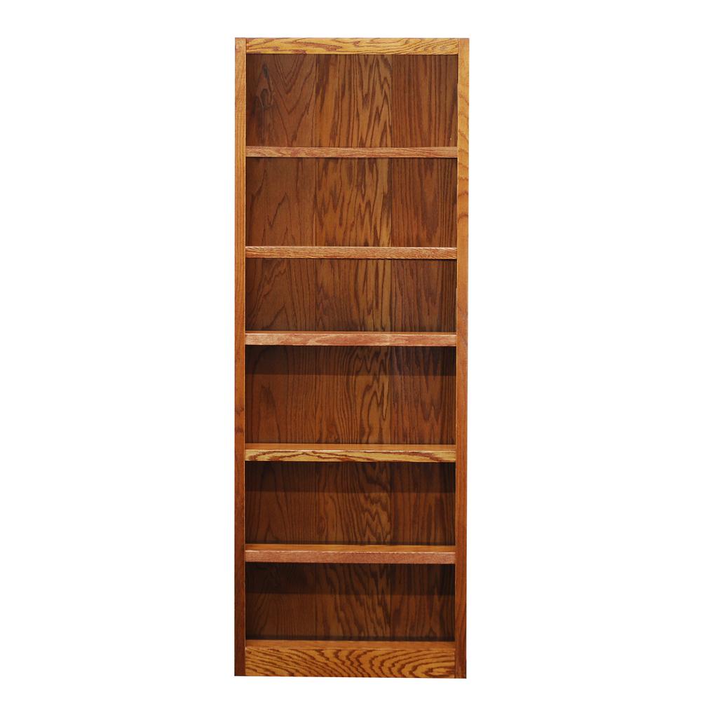 Concepts in Wood Single Wide Bookcase, 6 Shelves, Dry Oak Finish