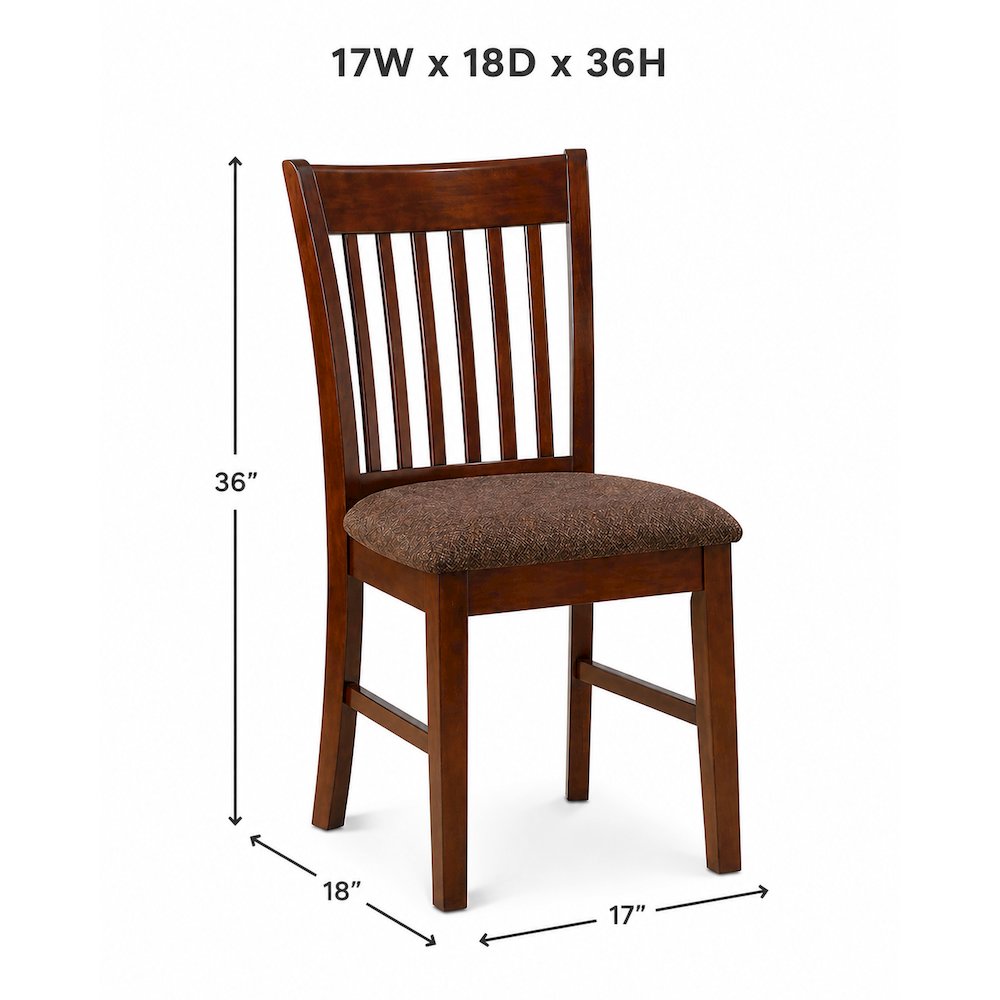 Mahogany Finish Upholstered Dining Chairs Set of 2 with Linen Fabric Cushions