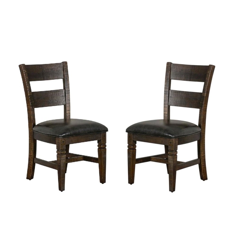 Dark Brown Ladderback Wood Dining Chairs Set of 2 with Transitional Style
