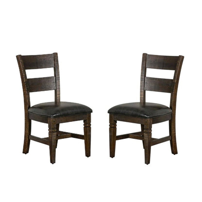 Dark Brown Ladderback Wood Dining Chairs Set of 2 with Transitional Style