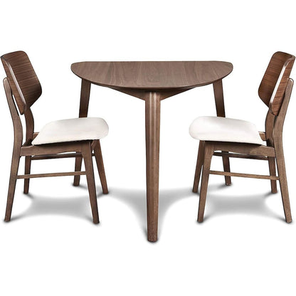 Oscar Corner Table and 2 Wood Back Chairs in Brown