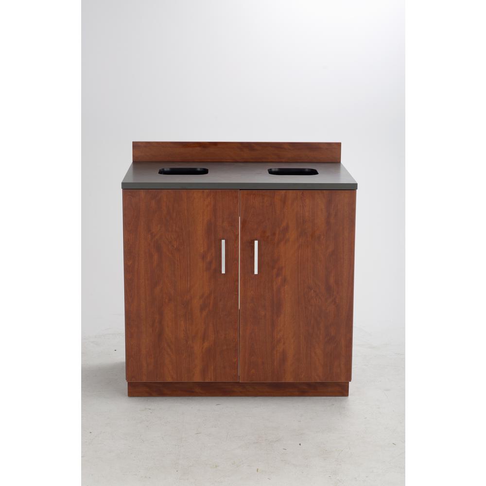 Hospitality Base Cabinet, Waste Receptacle Rustic Slate/Mahogany