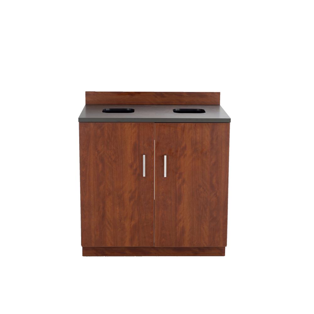 Hospitality Base Cabinet, Waste Receptacle Rustic Slate/Mahogany