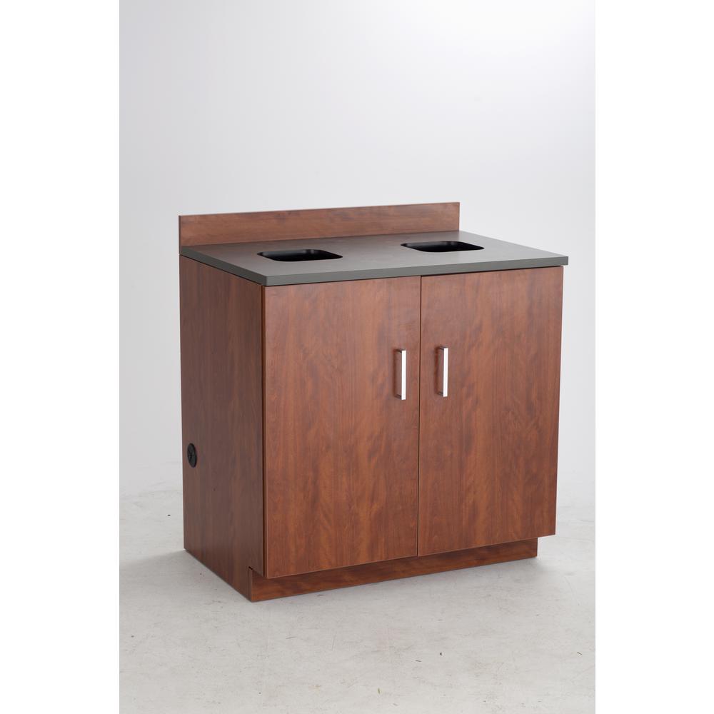 Hospitality Base Cabinet, Waste Receptacle Rustic Slate/Mahogany