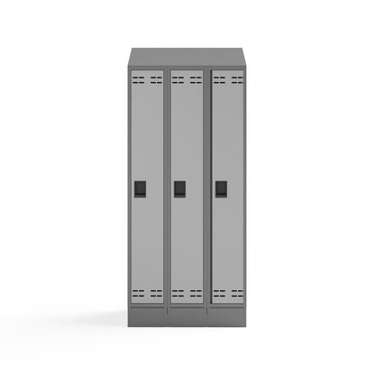 Triple Sloped Metal Locker Hood Addition 36"W x 18"D x 6"H - Gray
