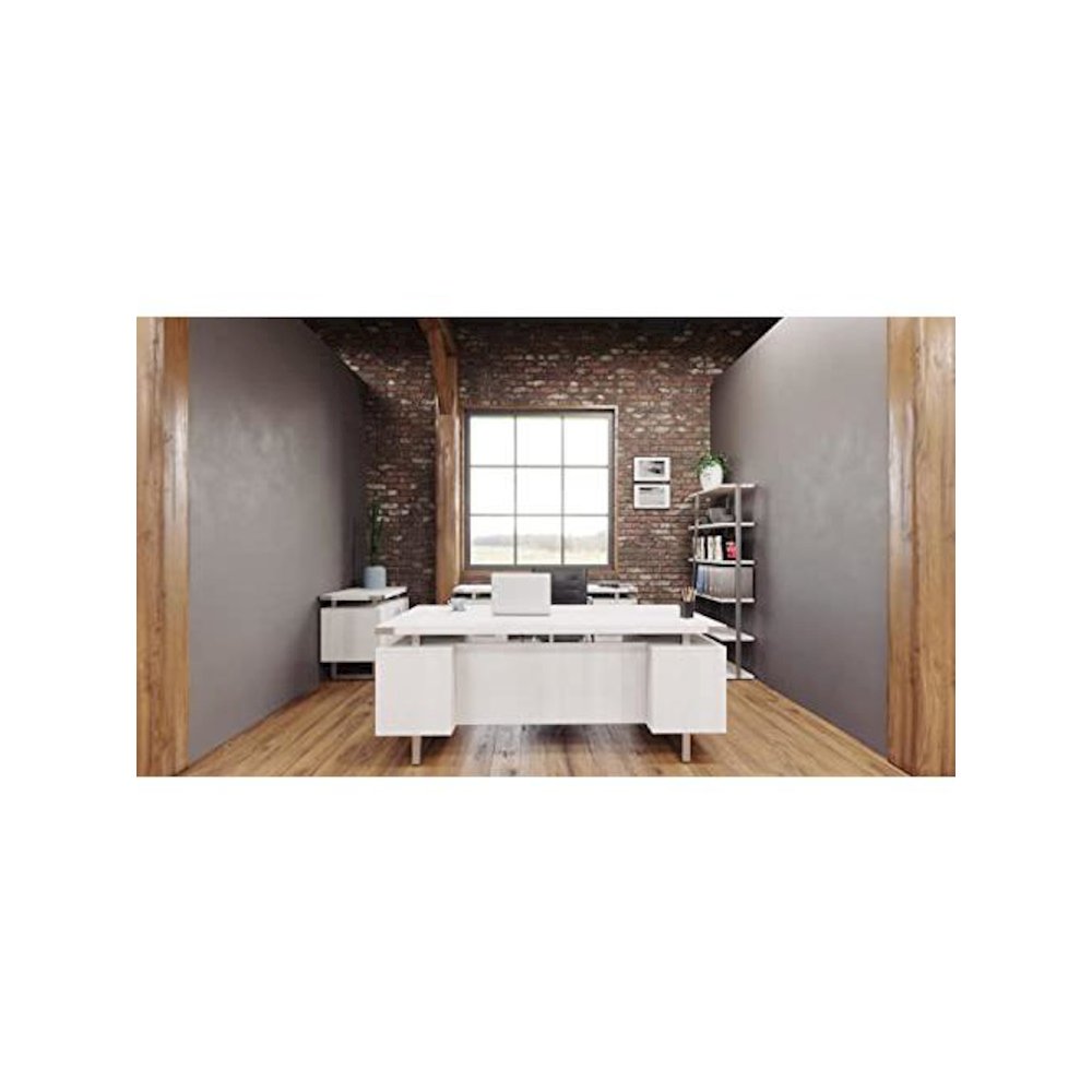Mirella™ Low Wall Cabinet Glass Doors White Ash