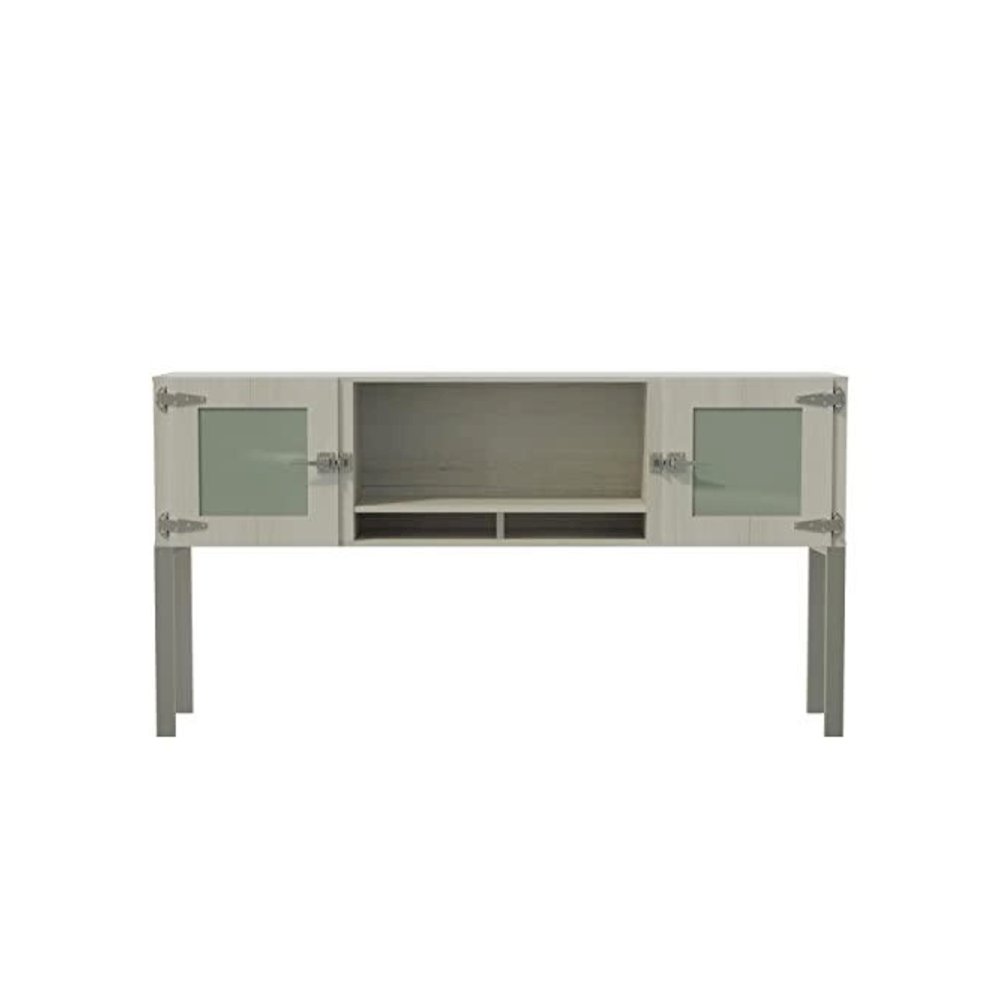 Mirella™ 72” Hutch with Glass Doors White Ash