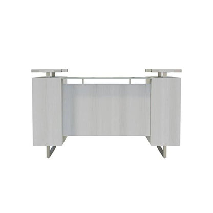 Mirella™ Reception Desk with Glass Countertop White Ash