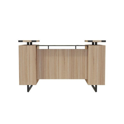 Mirella™ Reception Desk with Glass Countertop Sand Dune
