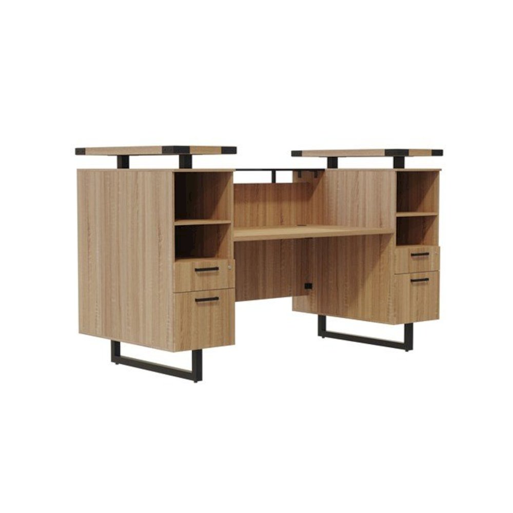 Mirella™ Reception Desk with Glass Countertop Sand Dune