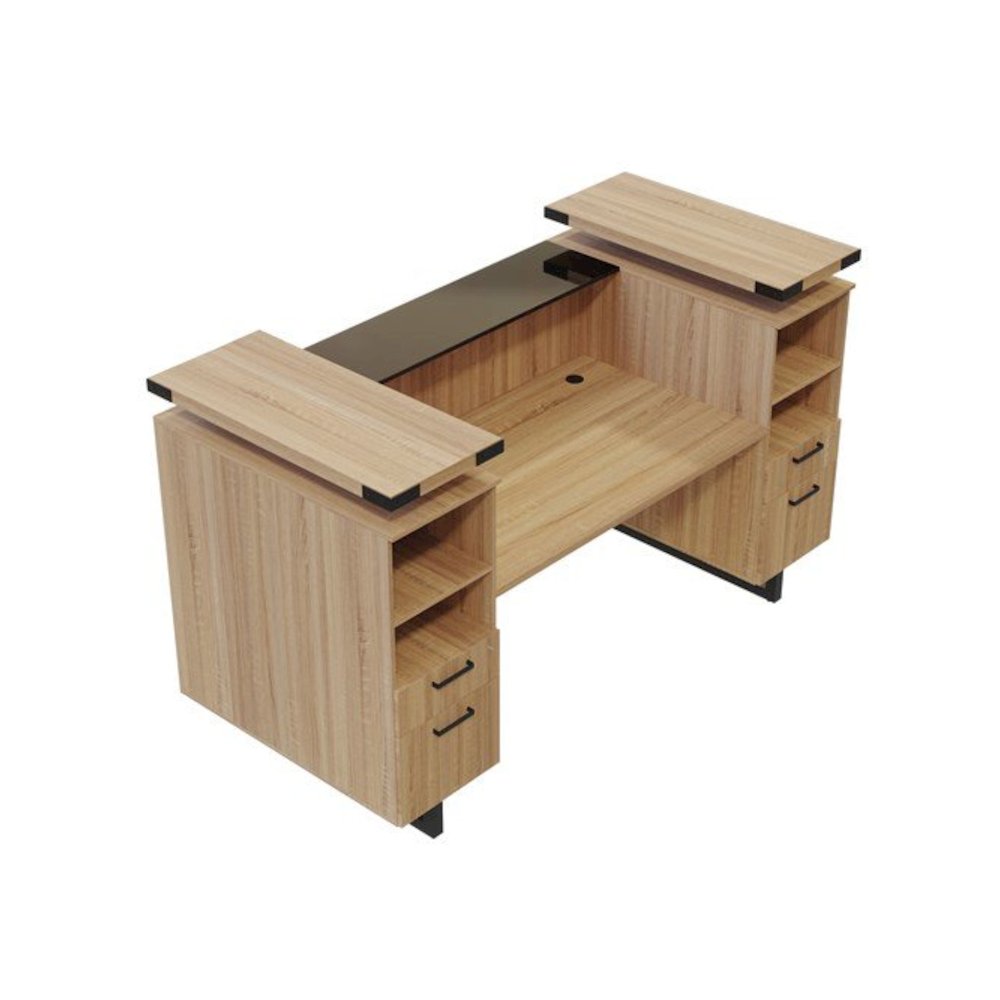 Mirella™ Reception Desk with Glass Countertop Sand Dune
