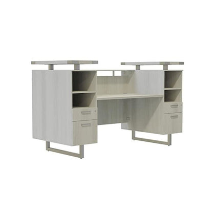 Mirella™ Reception Desk with Glass Countertop White Ash