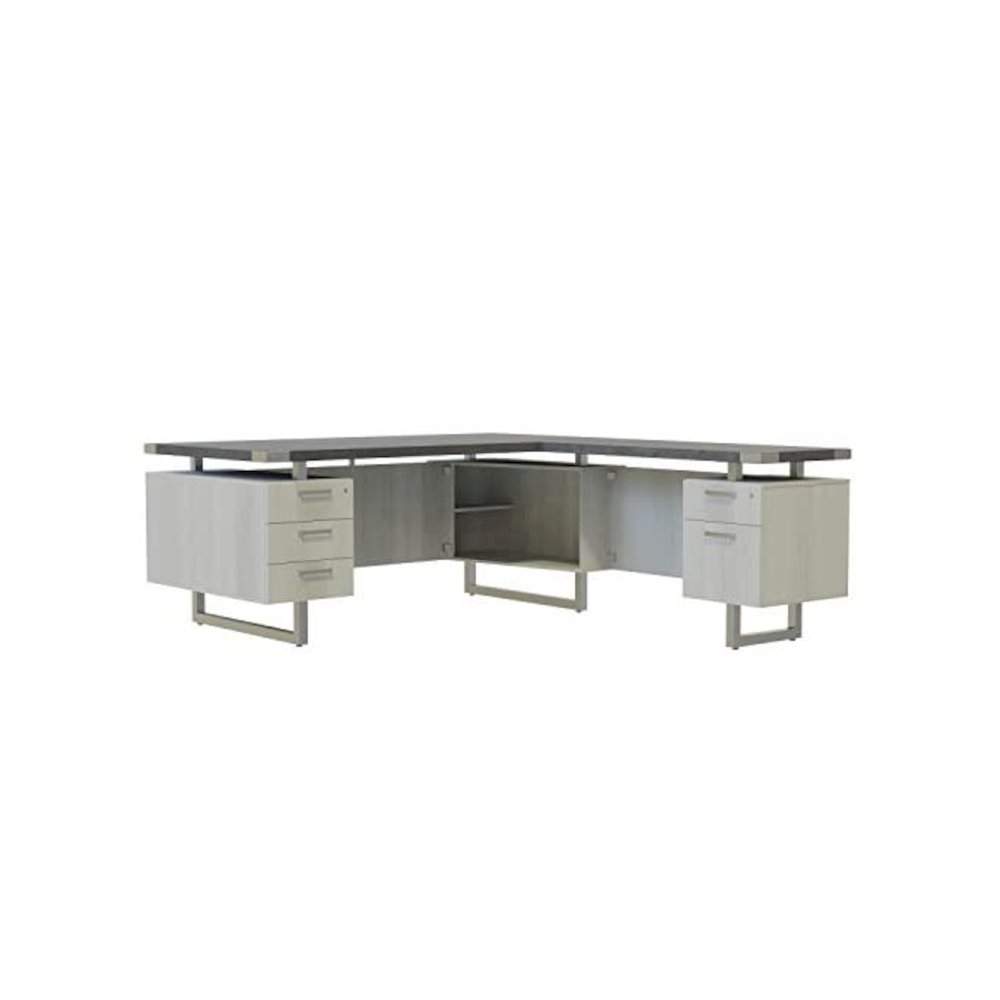 Mirella™ L-Shaped Configuration Desk, BBB/BF Stone Gray