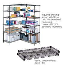 Safco Industrial Wire Extra Shelve - 36" x 18" x 1.5" - 2 x Shelf(ves) - 1000 lb Load Capacity - Leveling Glide - Black - Powder Coated - Steel - Assembly Required